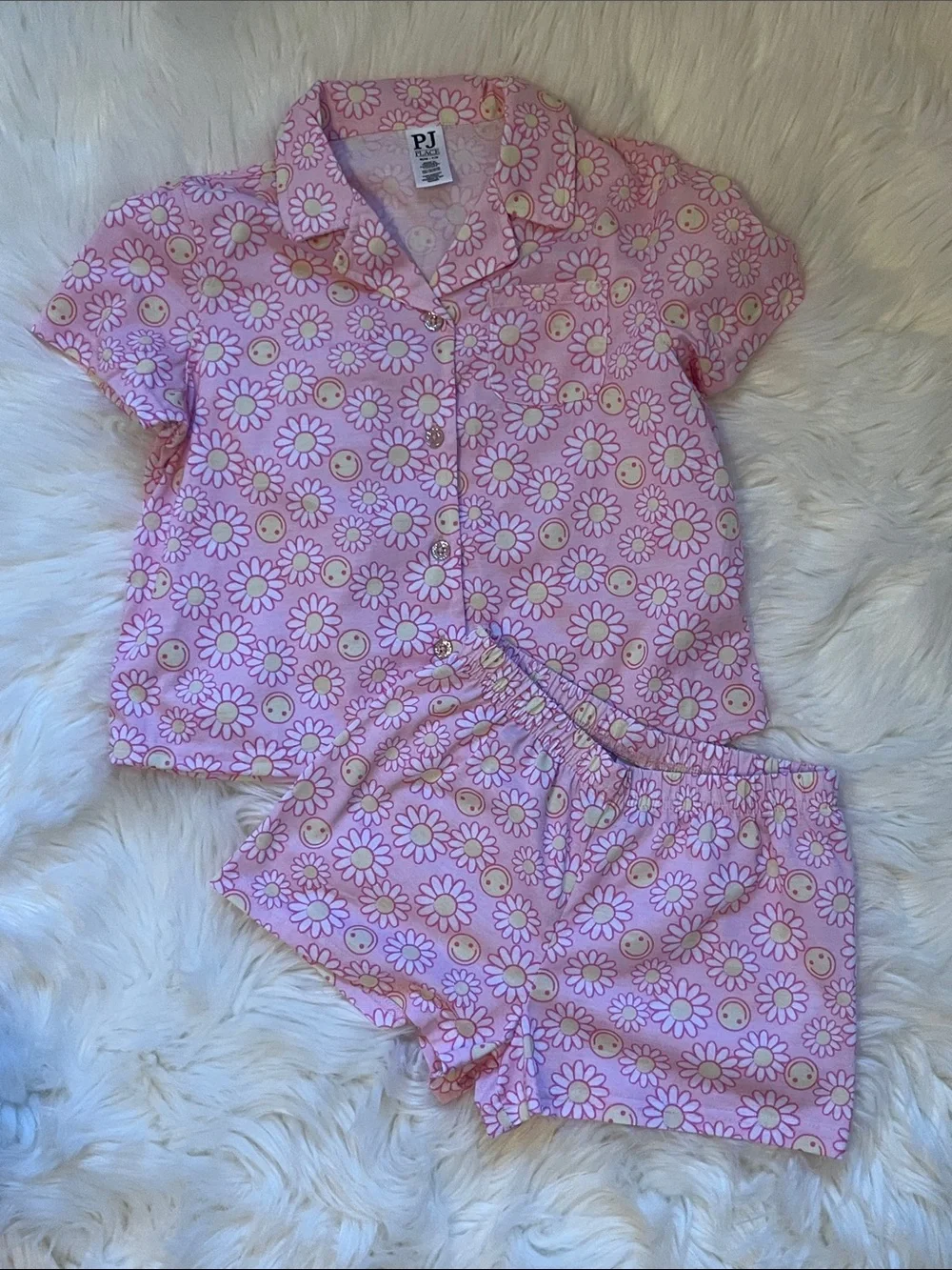 Place Pink Daisy Smile Short Pajama Set for Kids